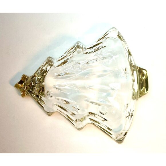 Vintage Mikasa Crystal Dish Christmas Tree With Star Gold Trim 6" Japan - Picture 10 of 10